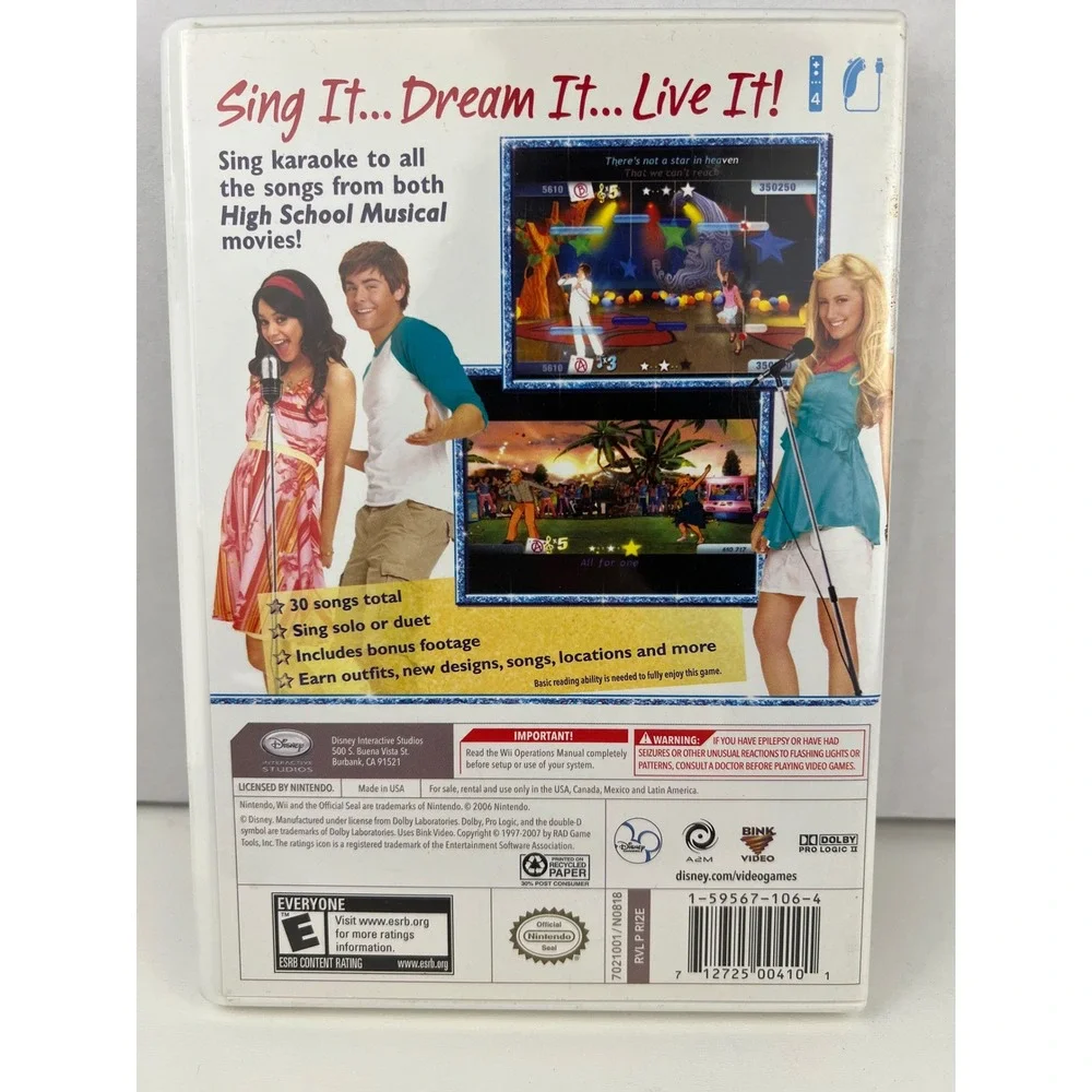 Disney High School Musical Sing It‎ Video Game for Nintendo Wii 2007